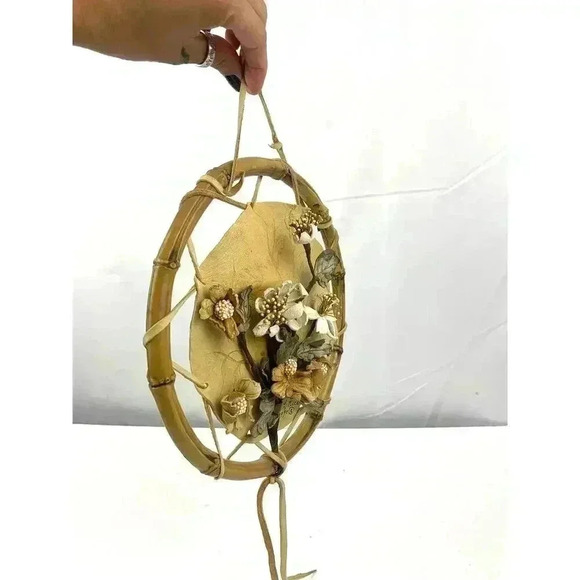 VTG Leather Cutout Floral Dream Catcher Native American Signed CL Rice 1990 - Picture 9 of 16